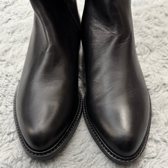 Aquatalia Size 7 Italian Leather Tall Riding Boots In Black Side Zip Equestrian - Picture 12 of 15